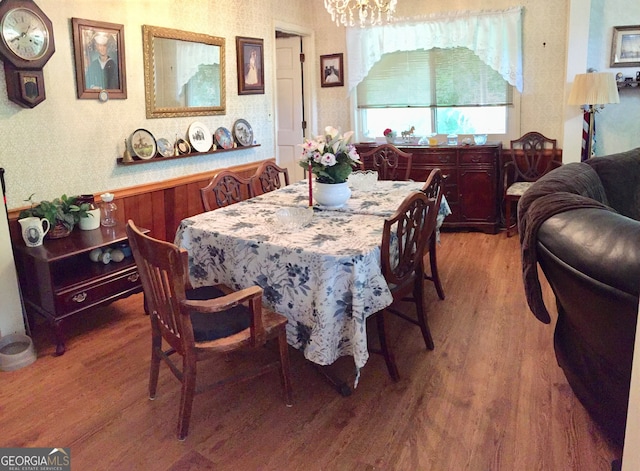 dining area featuring wood-type flooring