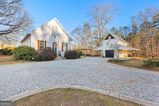 view of front of property with a garage