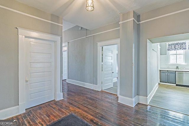 interior space featuring dark hardwood / wood-style floors