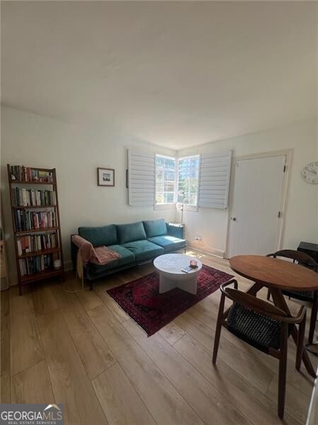 living room with light wood-type flooring