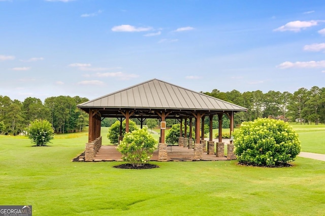 view of home's community featuring a gazebo and a yard