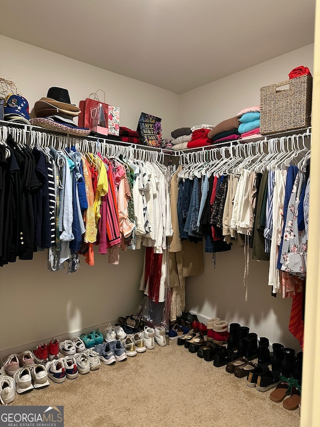 spacious closet with carpet flooring