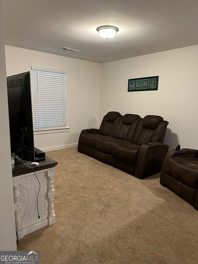 living room featuring carpet floors