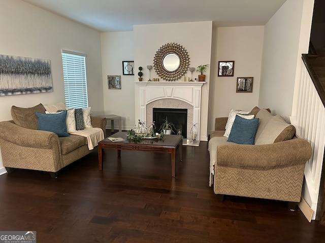 living room featuring dark hardwood / wood-style floors