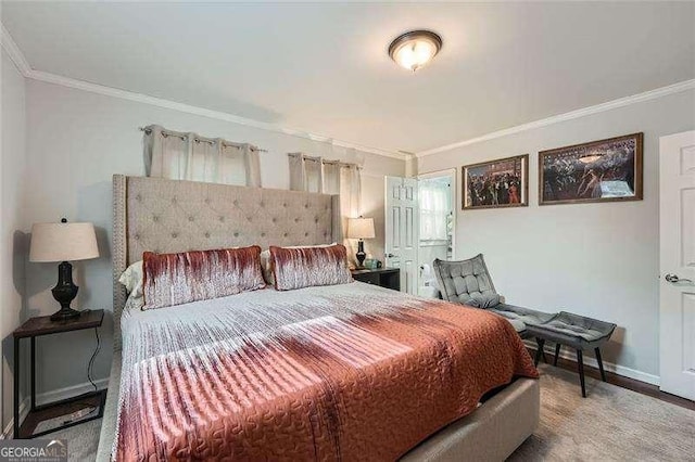 bedroom featuring crown molding