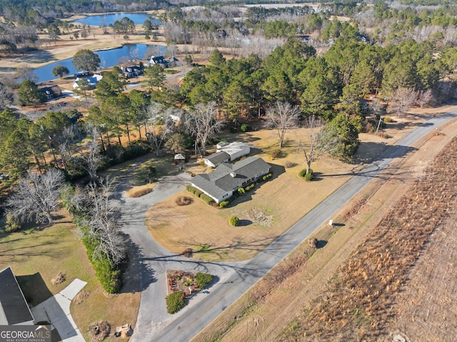 bird's eye view featuring a water view