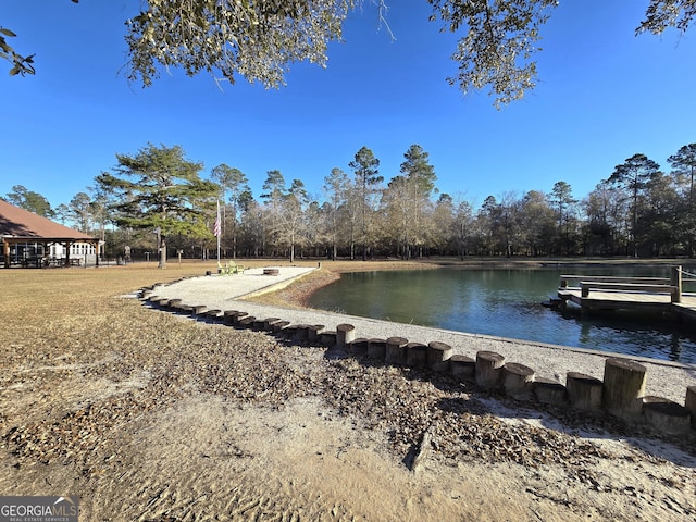 view of dock featuring a water view