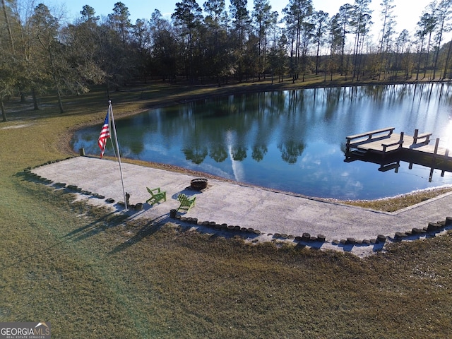 view of dock featuring a water view