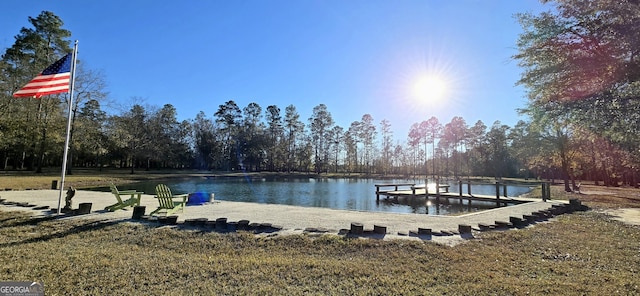 dock area featuring a water view