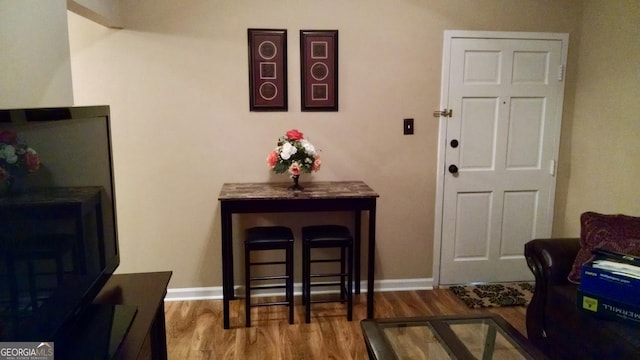 dining area with light hardwood / wood-style flooring