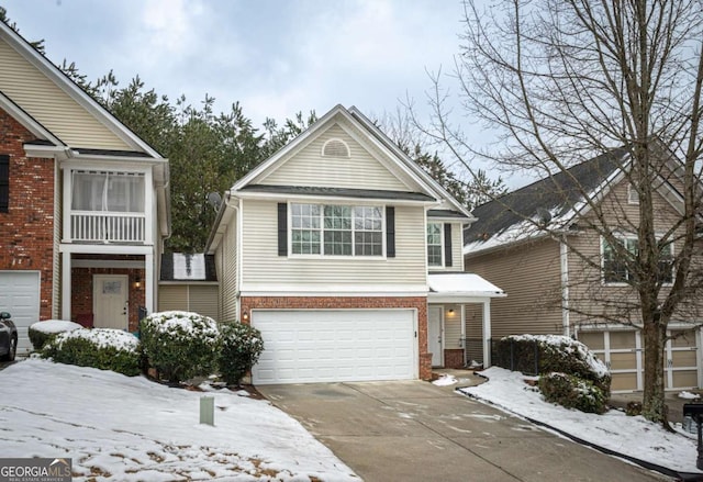 view of front property with a garage