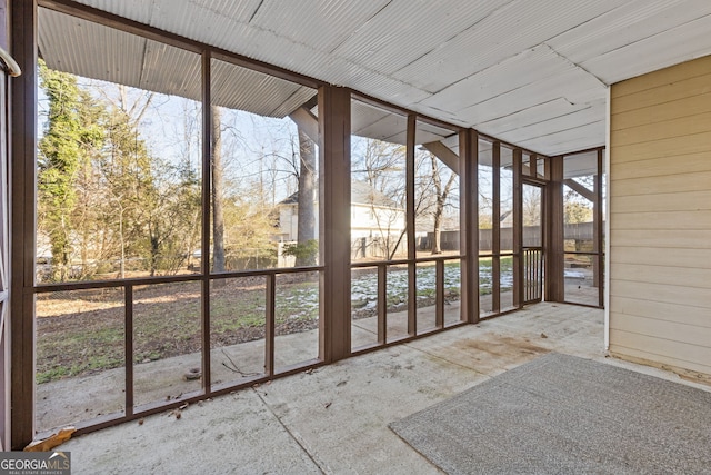 view of unfurnished sunroom