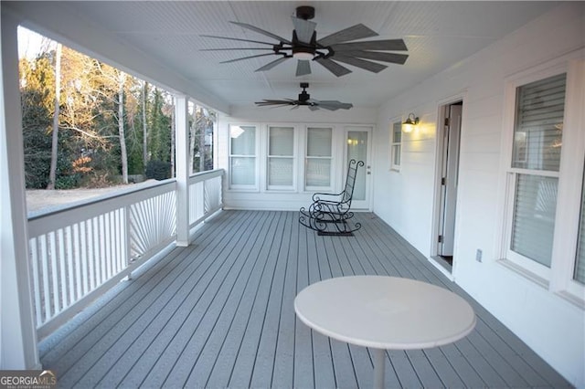 wooden terrace featuring a porch