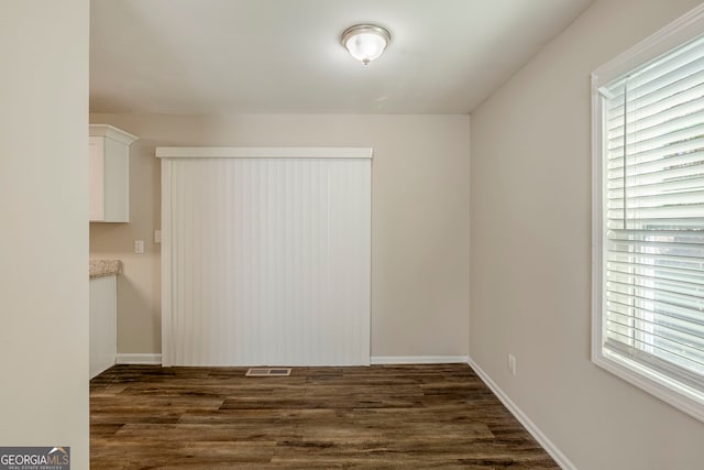 interior space with plenty of natural light and dark wood-type flooring