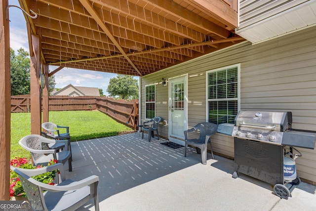 view of patio with area for grilling