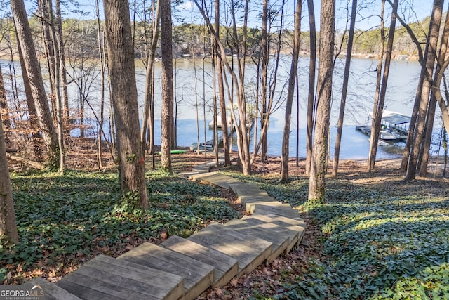 view of yard featuring a water view