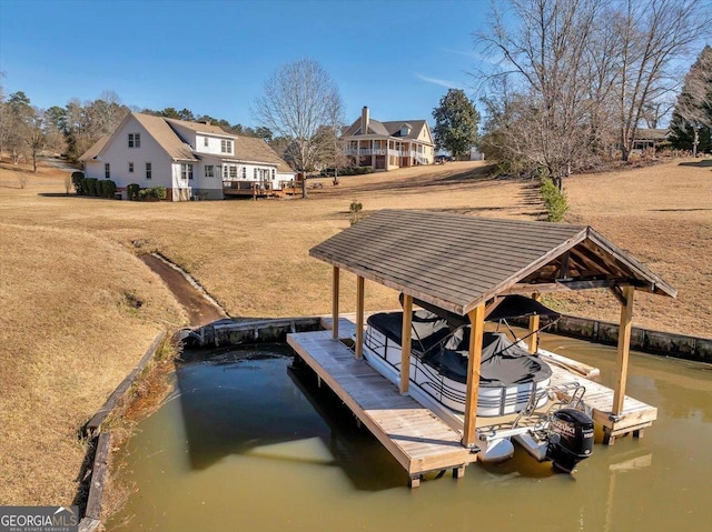 view of dock featuring a water view