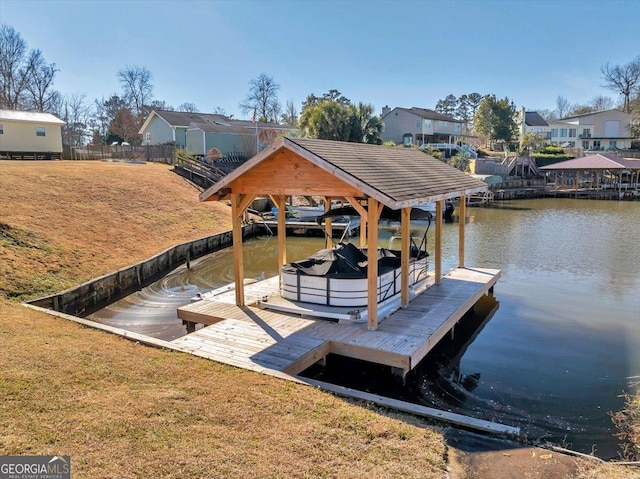 view of dock featuring a water view