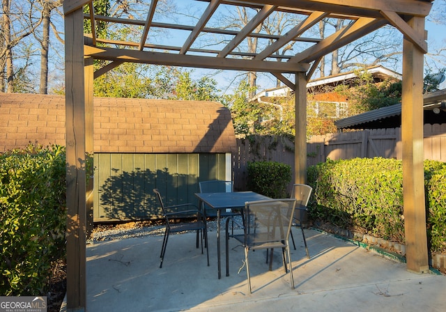 view of patio / terrace featuring a pergola