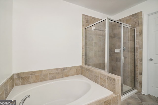 bathroom featuring plus walk in shower