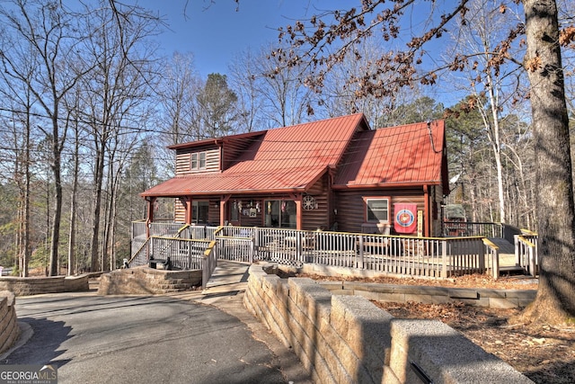 view of log home