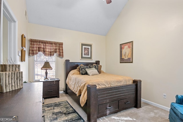 3700 Mays Xing SW, Atlanta, GA 30331 - bedroom featuring light carpet, lofted ceiling, baseboards, and ceiling fan