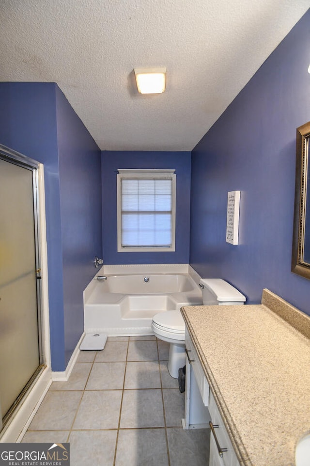 390 Apple Rdg Unit 2, Dawsonville, GA 30534 - full bath with tile patterned floors, toilet, vanity, a textured ceiling, and a shower stall