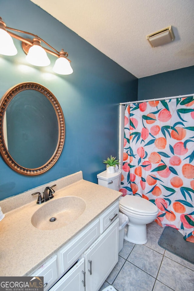 390 Apple Rdg Unit 2, Dawsonville, GA 30534 - bathroom featuring vanity, tile patterned floors, toilet, and a shower with shower curtain