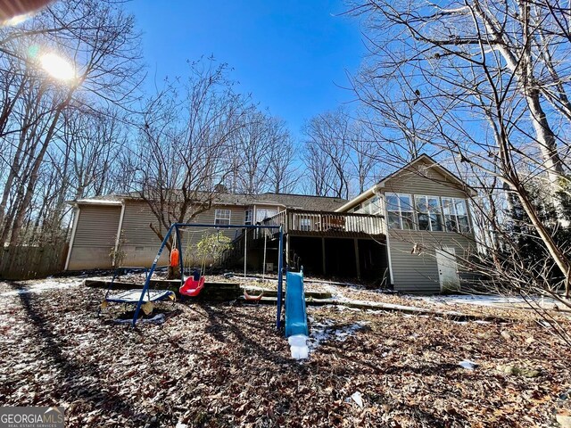 390 Apple Rdg Unit 2, Dawsonville, GA 30534 - back of property featuring a playground and a deck