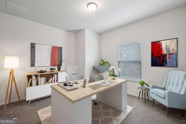 office space with light carpet
