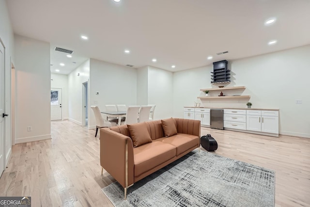 living room featuring light hardwood / wood-style flooring