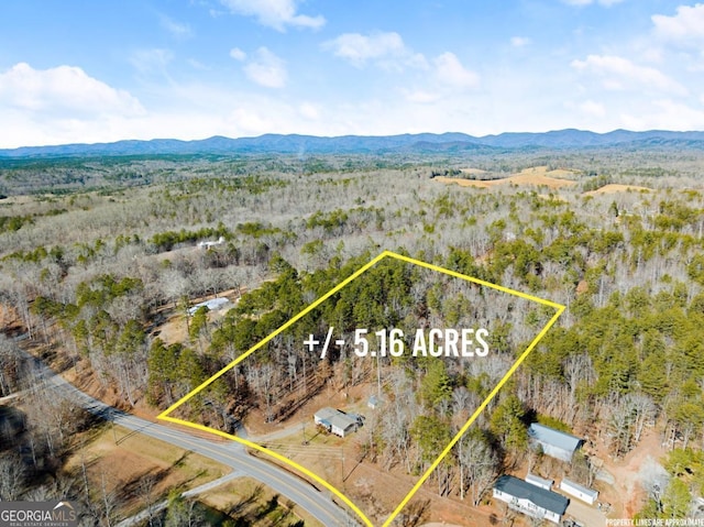 birds eye view of property with a mountain view