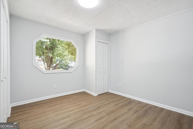 bonus room featuring wood-type flooring and a textured ceiling