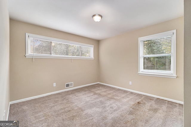 unfurnished room featuring a wealth of natural light and carpet floors