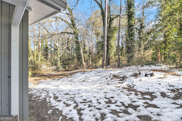 view of yard covered in snow