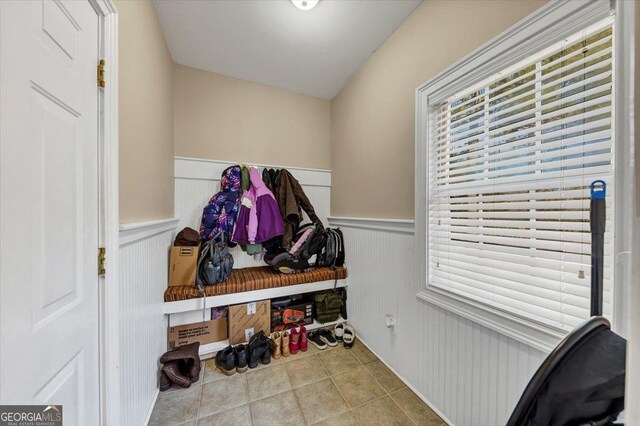 mudroom featuring light tile patterned floors