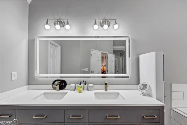 bathroom featuring vanity and a bathtub