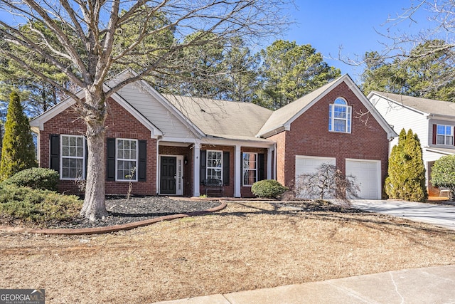 front of property with a garage