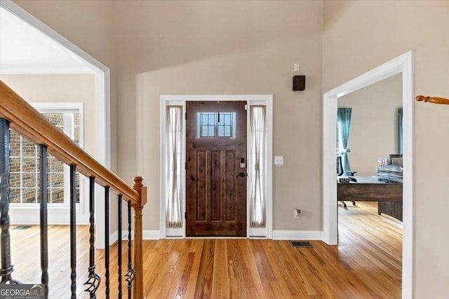 entrance foyer with wood-type flooring