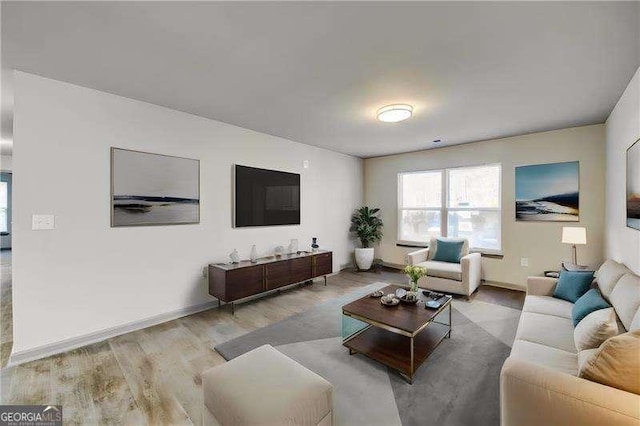 living room featuring light wood-type flooring