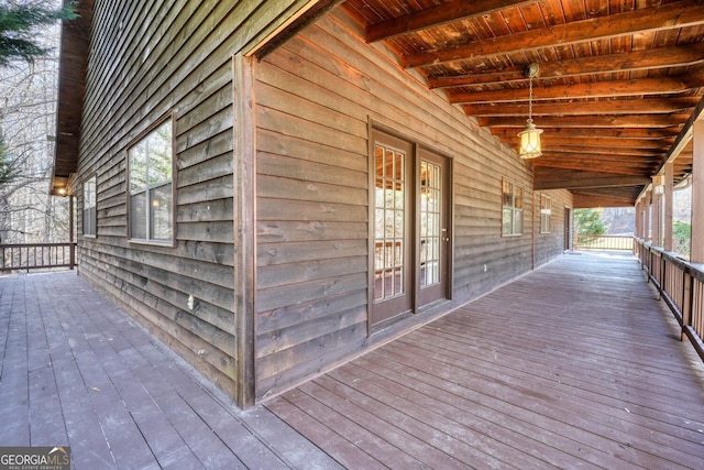 wooden deck featuring a porch