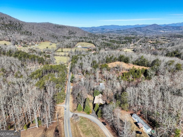 bird's eye view featuring a mountain view