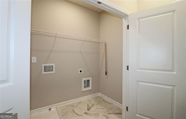 washroom with hookup for an electric dryer and washer hookup