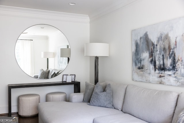 sitting room with crown molding