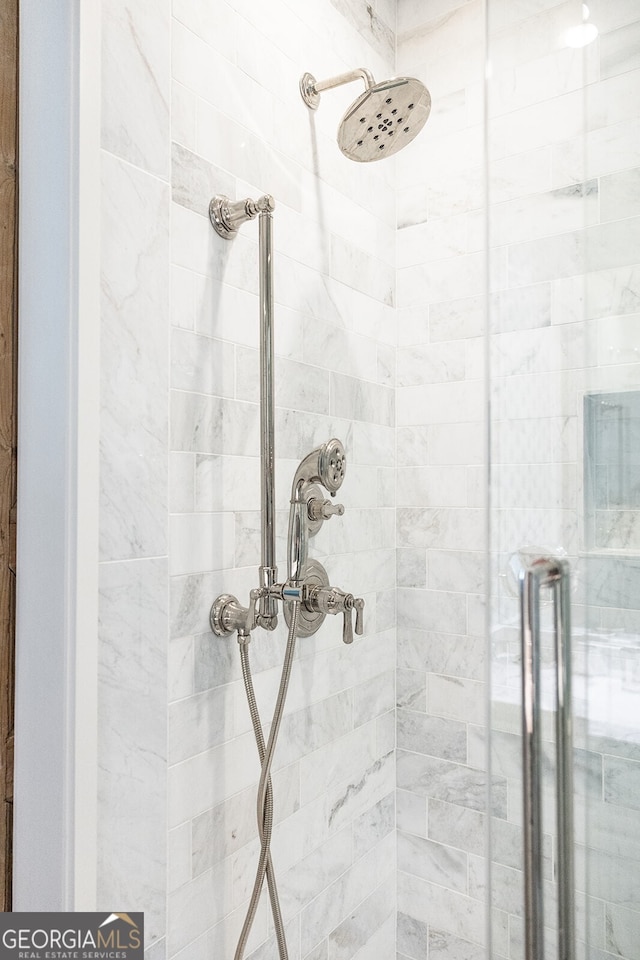 interior details with tiled shower