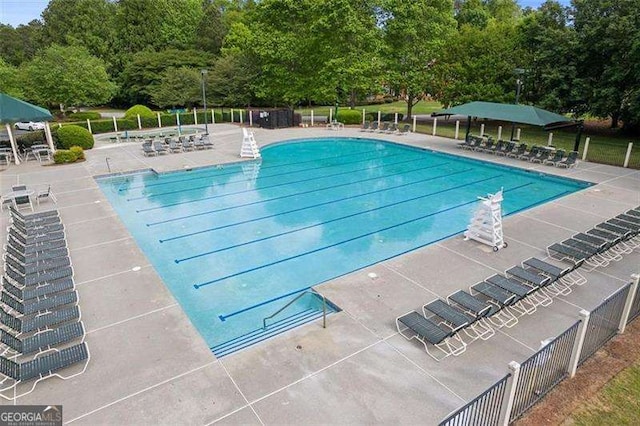 view of pool with a gazebo and a patio