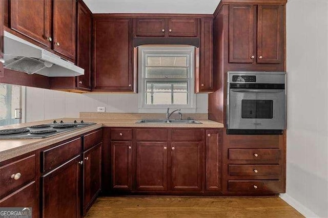 kitchen featuring wood-type flooring, sink, and appliances with stainless steel finishes