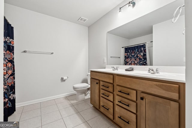 bathroom featuring tile patterned floors, vanity, and toilet