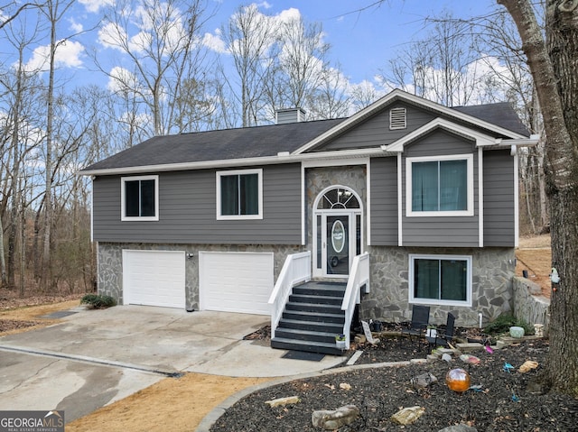 raised ranch with a garage