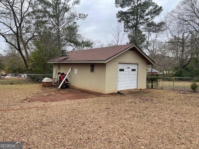 exterior space featuring a garage